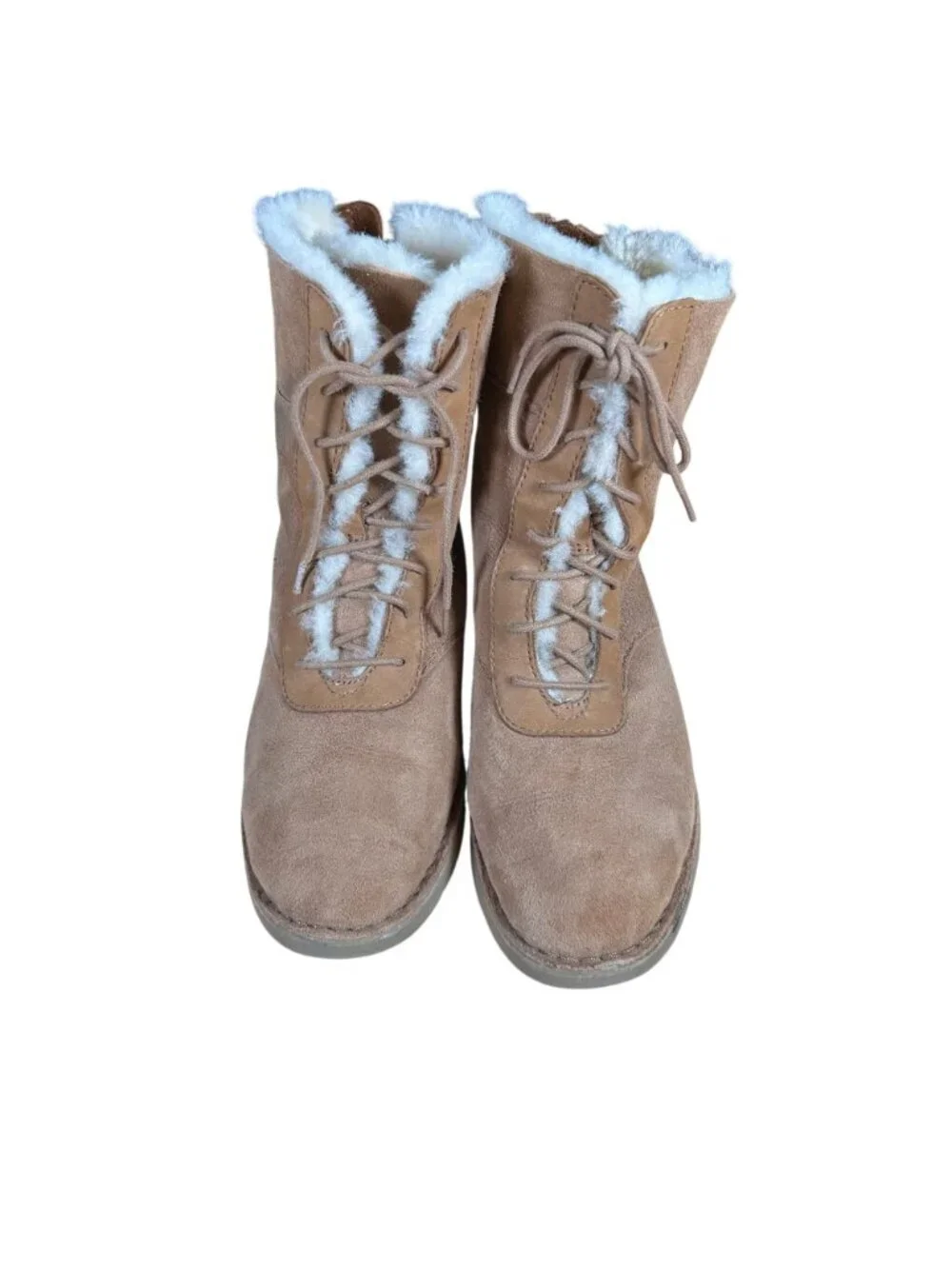 UGG Australia Daney Fully Lined Warm Lace-Up Suede Boots Chestnut Women's Size 7
